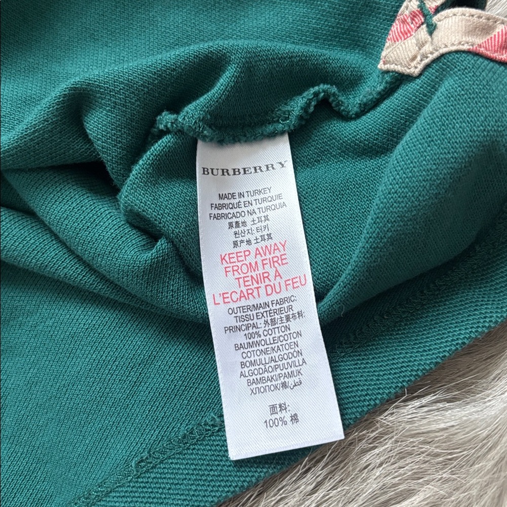 Boys Burberry green polo shirt 8y XS - Picture 5 of 8
